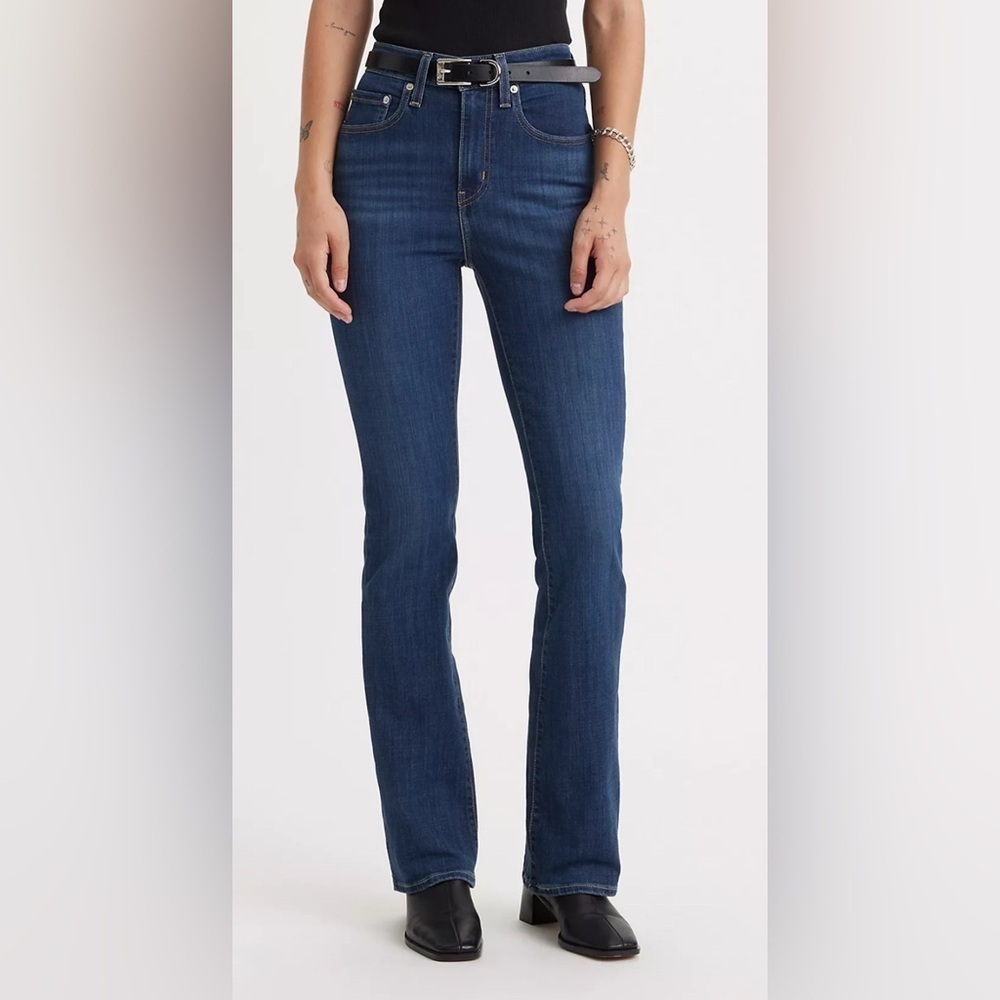 Women’s Classic Bootcut Dark Washed Blue Denim Jeans Casual Western Size 14
